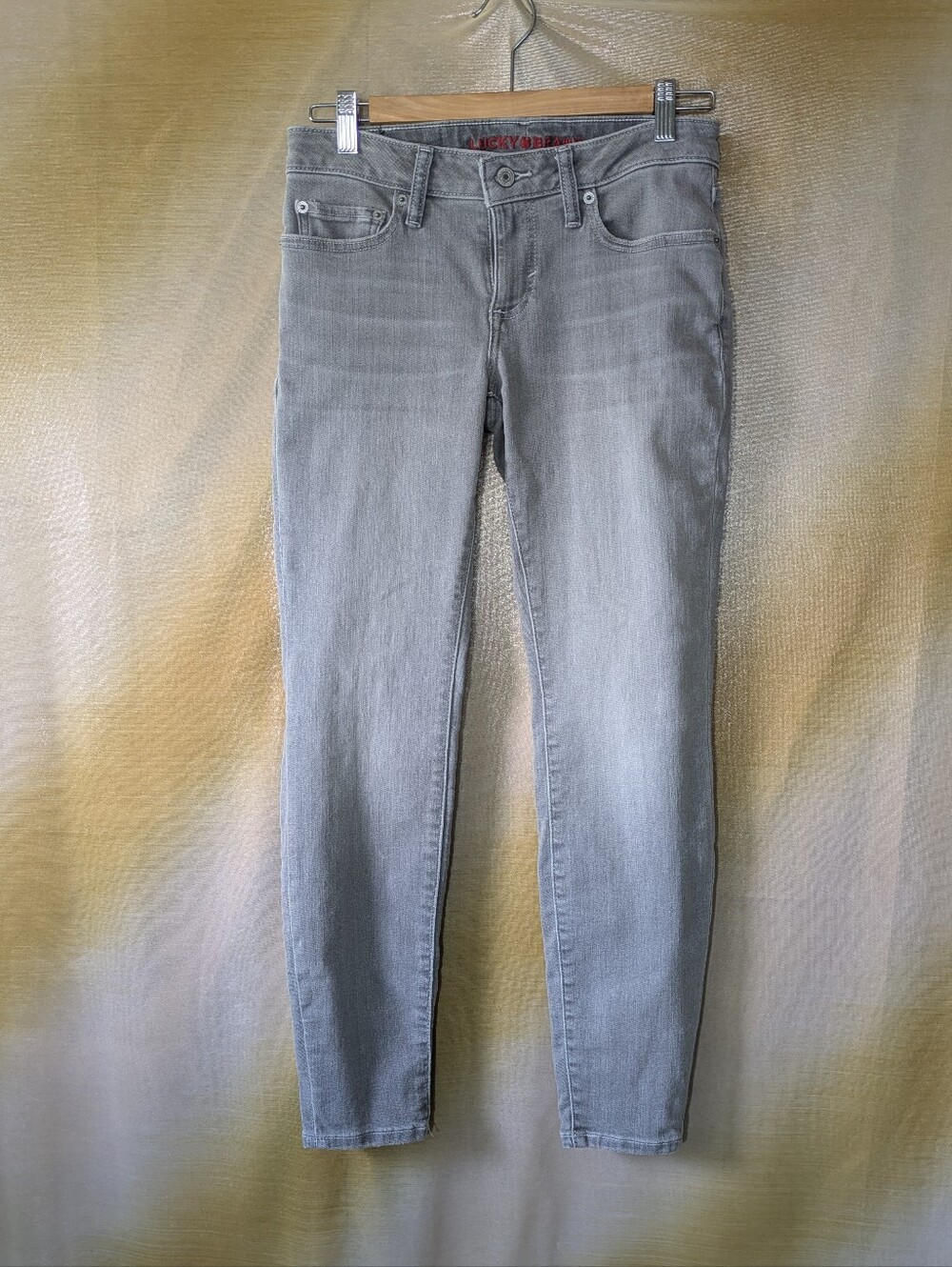 -Lucky Brand Gray Lizzie Low Rise Skinny Jeans 4/27R Mid Rise Ultra High Stretch